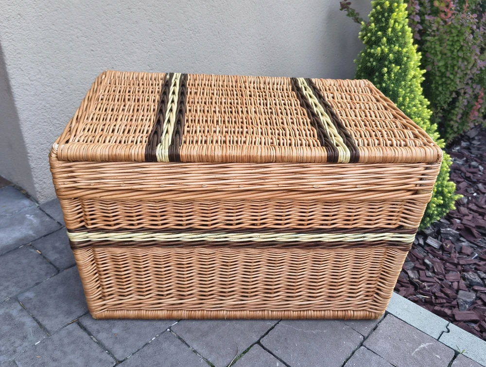 Bez Marki Kufer wiklinowy NATURALNY kosz su wikliny Skrzynia na Žaislai 60 cm