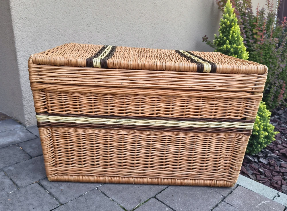 Bez Marki Kufer wiklinowy NATURALNY kosz su wikliny Skrzynia na Žaislai 60 cm
