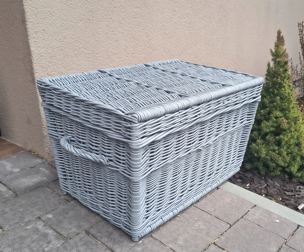Bez Marki Kufer Wiklinowy Pojemnik Krepšys na Žaislai w kolorze SZARYM 60cm