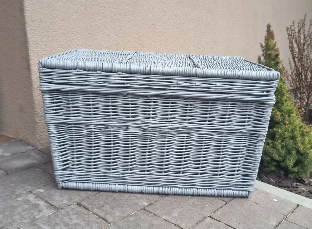 Bez Marki Kufer Wiklinowy Pojemnik Krepšys na Žaislai w kolorze SZARYM 60cm