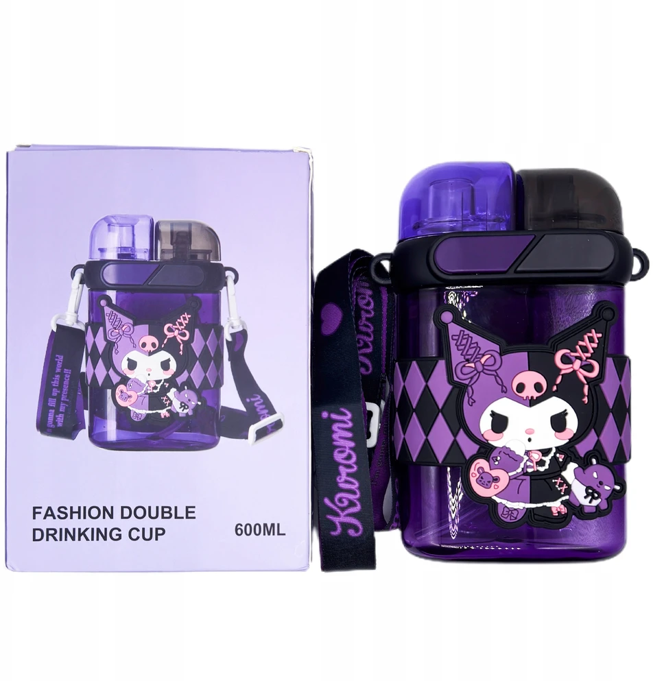 Gertuvė Bez Marki KUROMI VANDENS BUTELAS BUTELAS ŠAUDULIŲ VANDENS GERIMAS BADULIS SANRIO 600ml