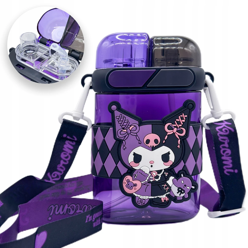 Gertuvė Bez Marki KUROMI VANDENS BUTELAS BUTELAS ŠAUDULIŲ VANDENS GERIMAS BADULIS SANRIO 600ml