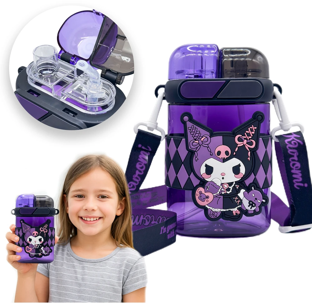 Gertuvė Bez Marki KUROMI VANDENS BUTELAS BUTELAS ŠAUDULIŲ VANDENS GERIMAS BADULIS SANRIO 600ml