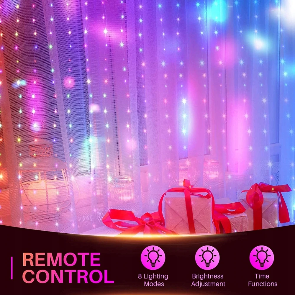 Bez Marki Kurtyna świetlna RGB 3x3m 300 diód LED pilot 8 try