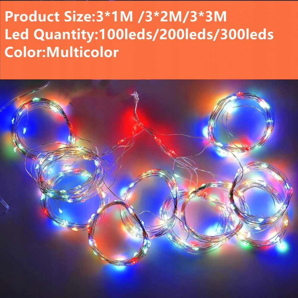 Bez Marki Kurtyna świetlna RGB 3x3m 300 diód LED pilot 8 try