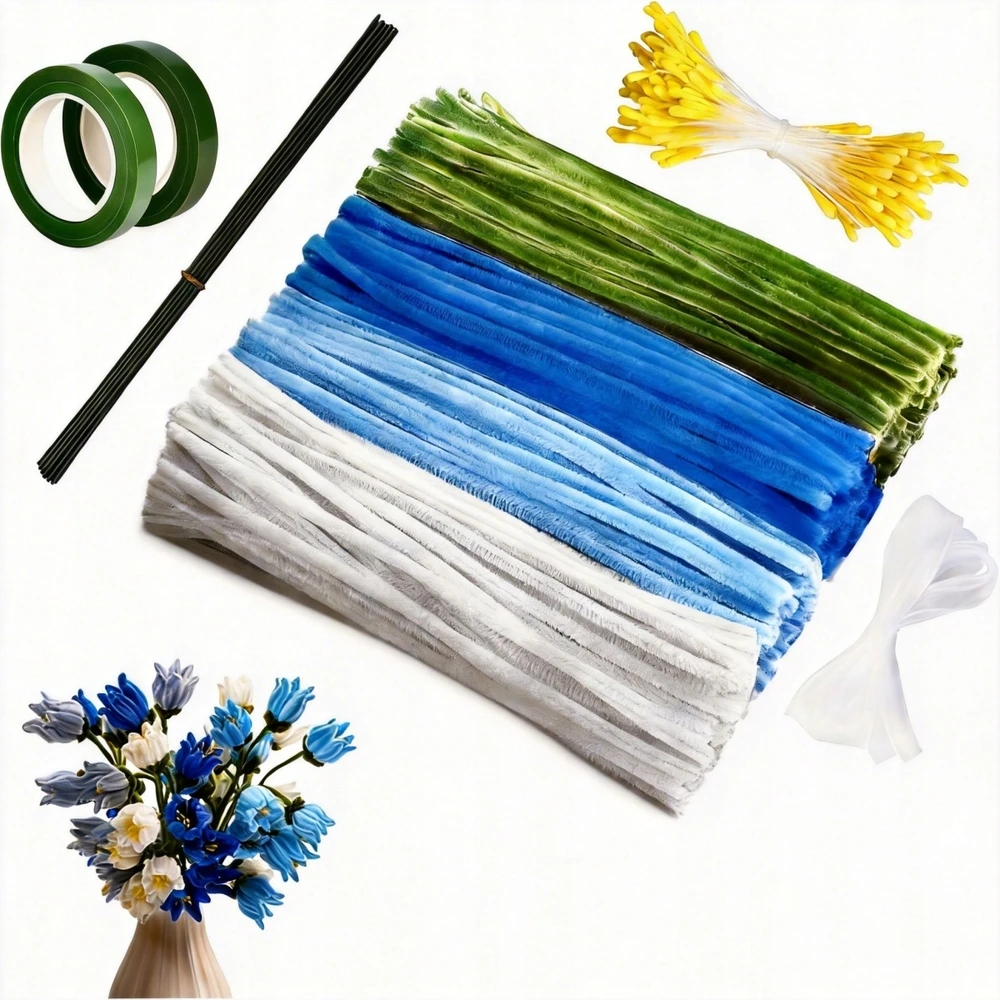 Bez Marki KŪRYBINGAS FLORISTIŠKŲ VIELŲ RINKINYS IŠ 400 Vnt. DEKORATYVINIŲ GĖLIŲ VIELŲ