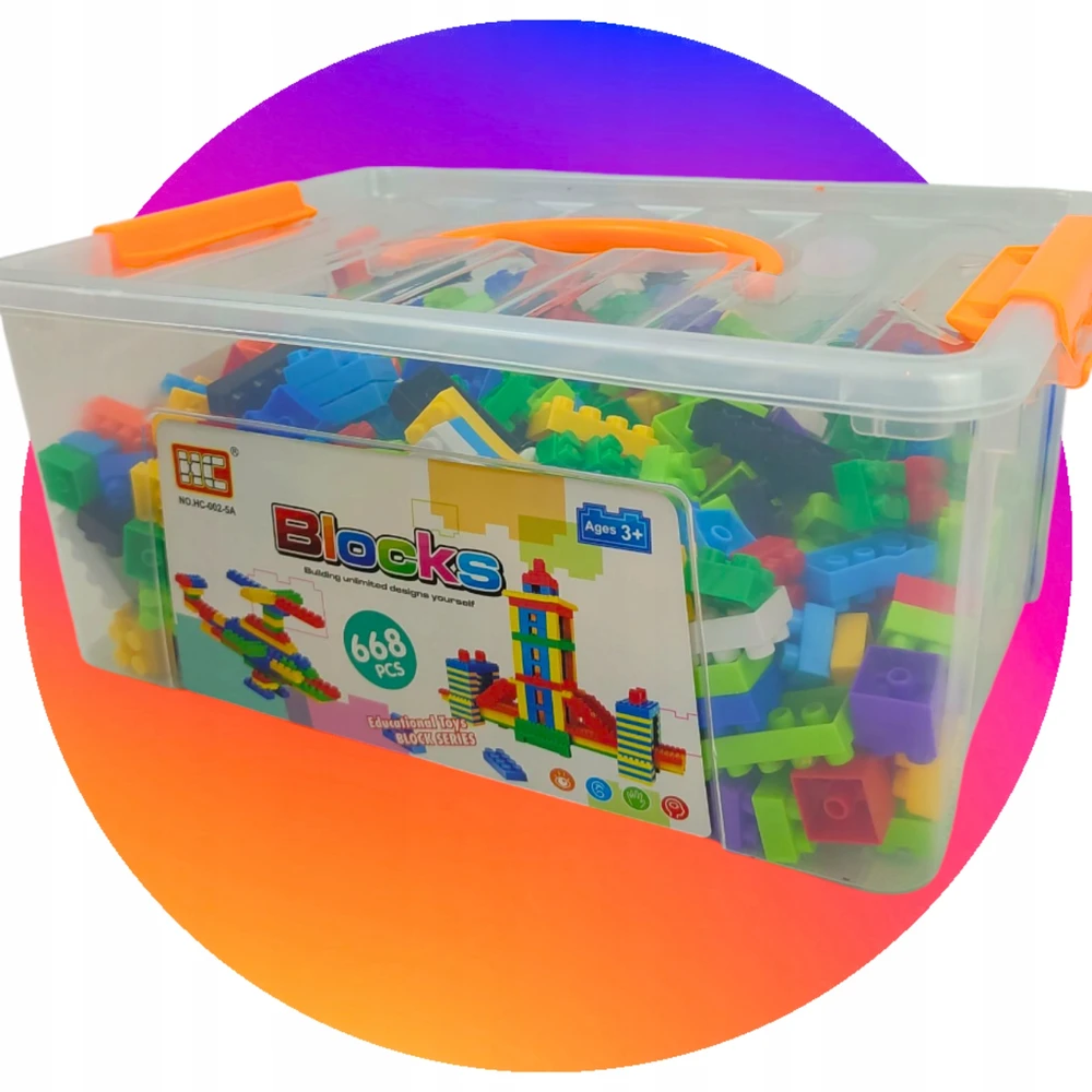 Bez Marki KŪRYBINIAI KONSTRUKCINIAI BLOKAI DIDELIS RINKINYS 668 EL VAIKAMS 3D KONTEINERIS 3+