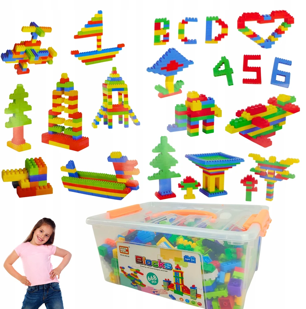 Bez Marki KŪRYBINIAI KONSTRUKCINIAI BLOKAI DIDELIS RINKINYS 668 EL VAIKAMS 3D KONTEINERIS 3+