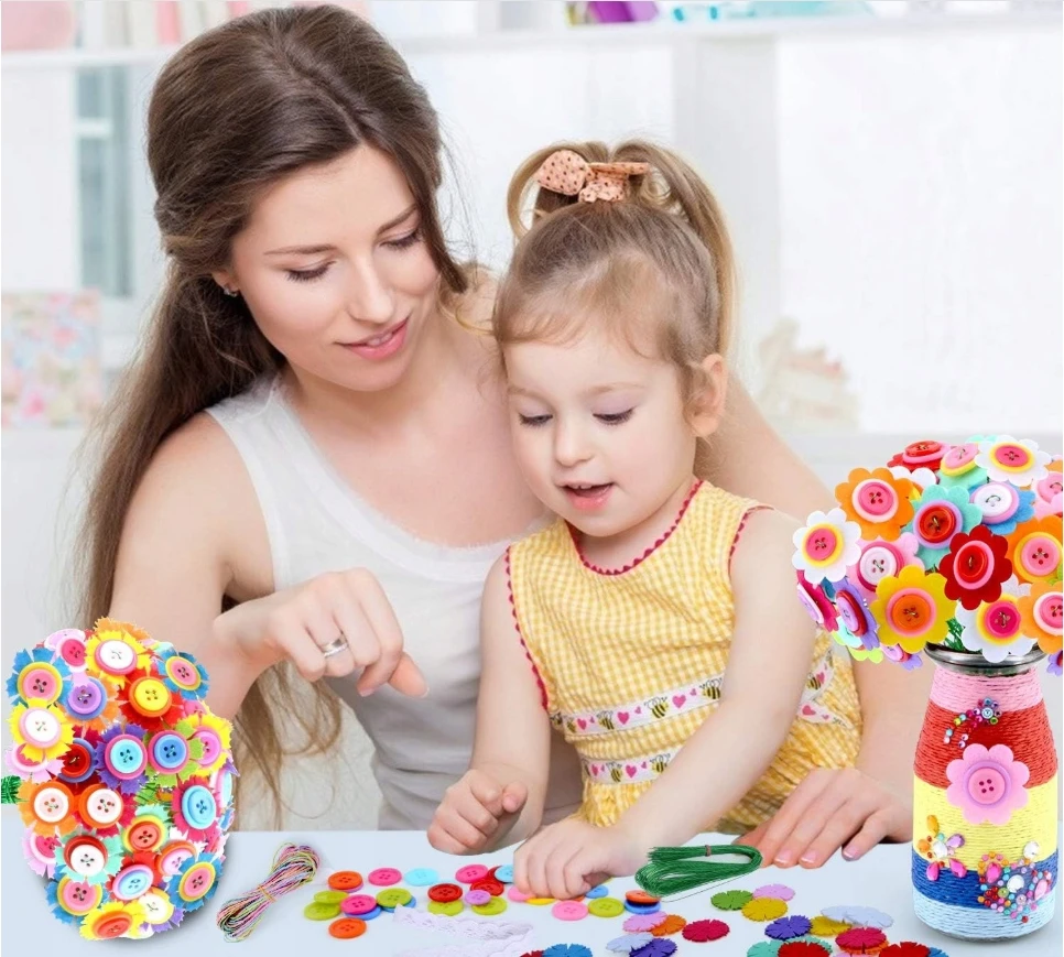 Bez Marki KŪRYBINIS MENO RINKINYS VAIKAMS GĖLIŲ PUOKŠTĖ VAZĖJE SPALVOS DIY