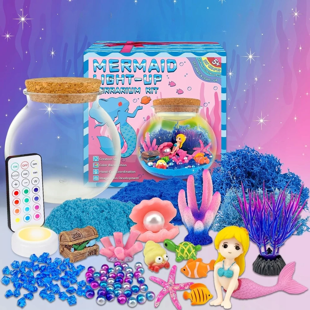 Bez Marki Kūrybinis Mermaid rinkinys mergaitėms Kinetic Sand Night Light, pasidaryk pats