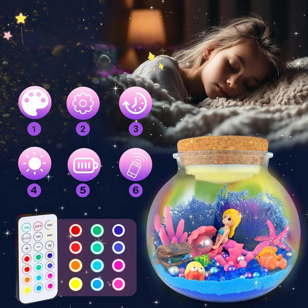 Bez Marki Kūrybinis Mermaid rinkinys mergaitėms Kinetic Sand Night Light, pasidaryk pats