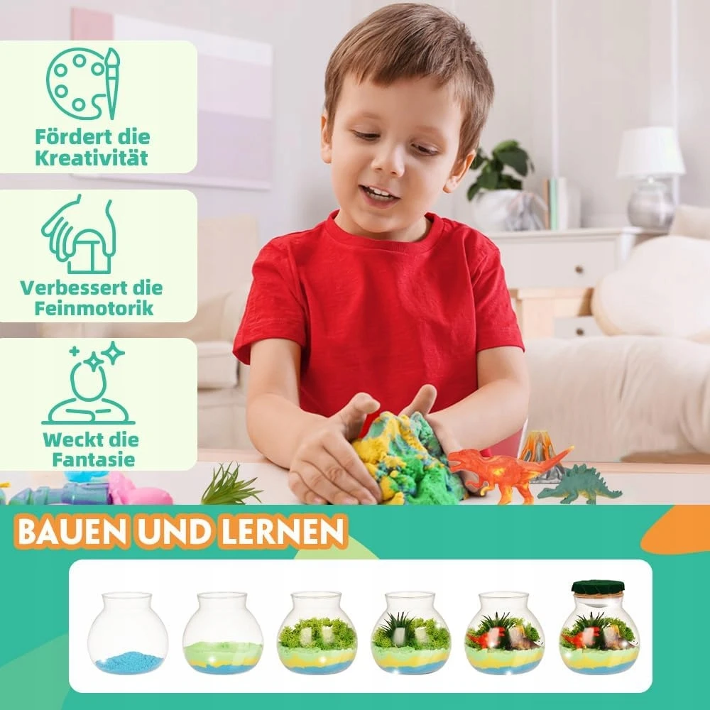 Bez Marki Kūrybinis rinkinys Dinozaurų terariumas naktinė lempa magiškas daugiaspalvis — dovana berniukui, dailės rinkinys, kambario dekoracijos, pasidaryk pats žaislai, priešistorinės figūrėlės, led apšvietimas vaikams