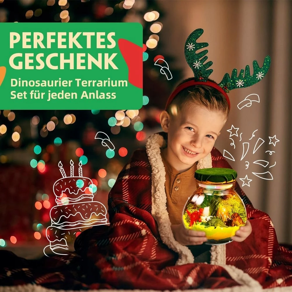 Bez Marki Kūrybinis rinkinys Dinozaurų terariumas naktinė lempa magiškas daugiaspalvis — dovana berniukui, dailės rinkinys, kambario dekoracijos, pasidaryk pats žaislai, priešistorinės figūrėlės, led apšvietimas vaikams