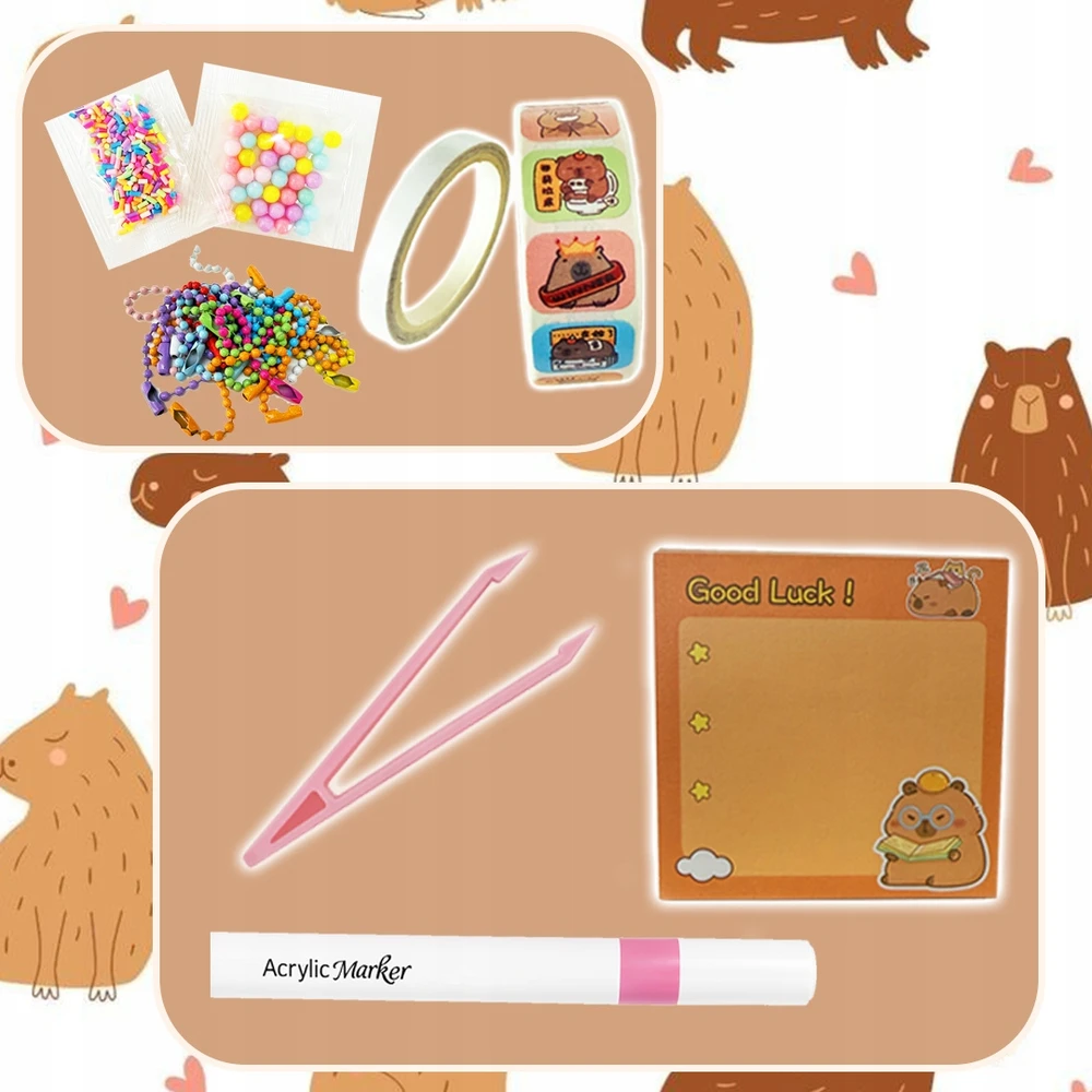 Bez Marki KŪRYBINIS RINKINYS, KURIAMAS „CAPYBARA JUWELRY DIY“ GAMYBOS DOVANAMS VAIKAMS