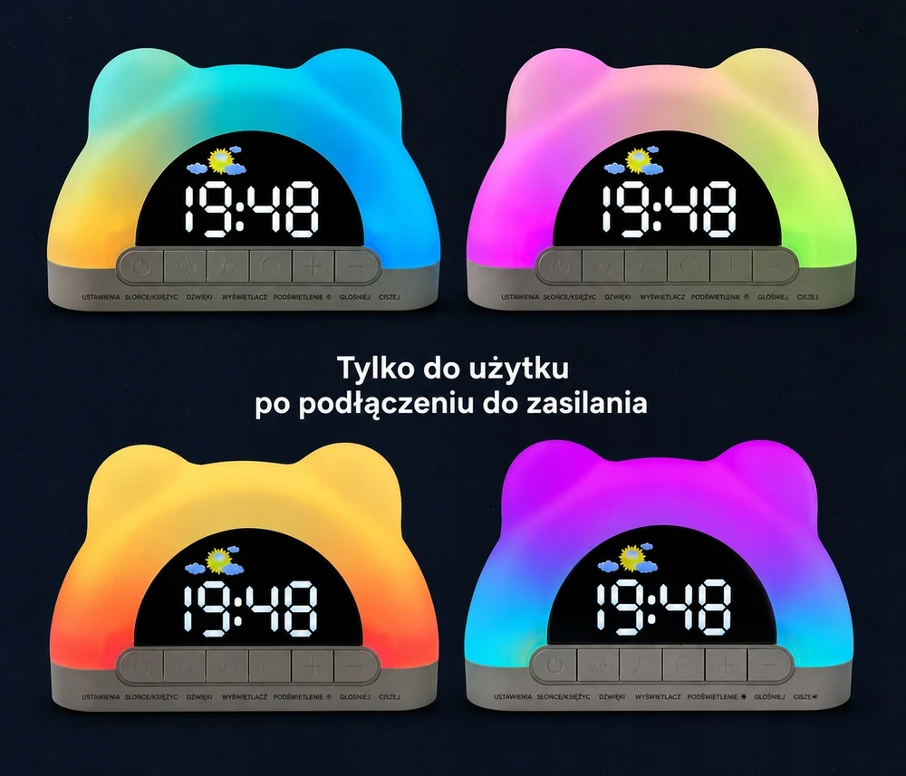 Bez Marki Laikrodis budzik świetlny lampka nocna dwa alarmy vaikams miś drzemka