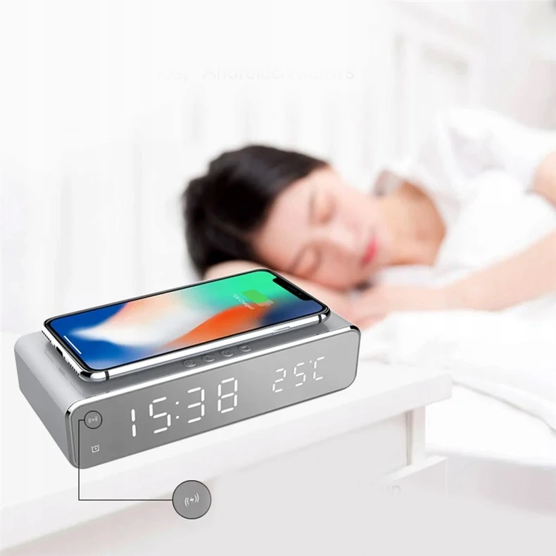 Bez Marki Laikrodis elektroninis Žadintuvas LED Ładowanie Indukcyjne Qi nowoczesny design