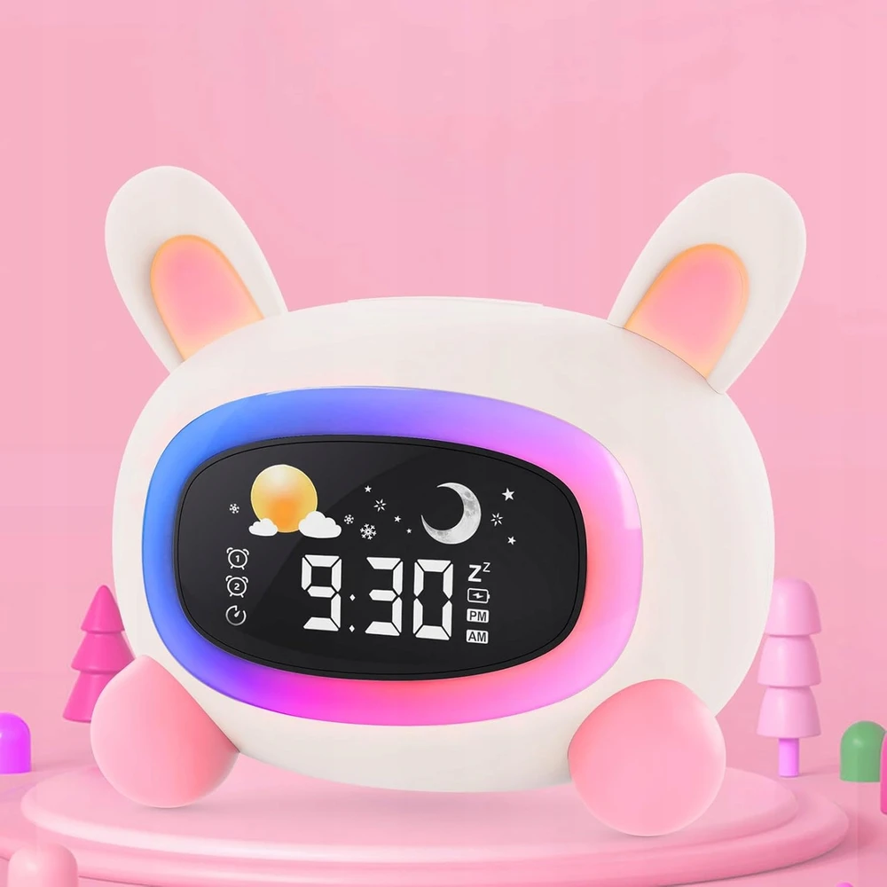 Bez Marki Laikrodis RABBIT Z DWIEMA ALARMAMI I BIAŁYM SZUMEM DO LEPSZEGO SNU