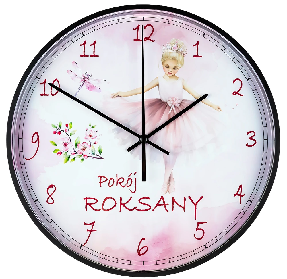 Bez Marki Laikrodis Ścienny su Imieniem Dziecka Baletnica dla Dziewczynki 28cm G12