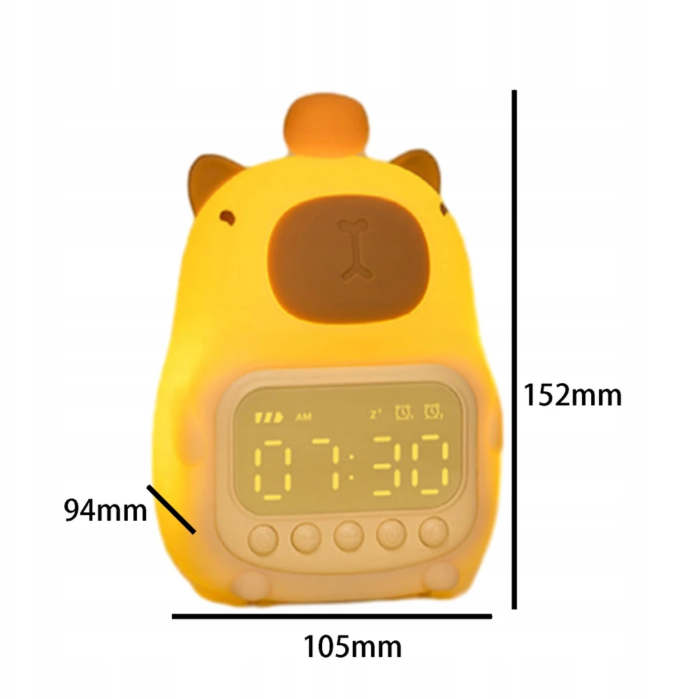 Bez Marki Laikrodis Žadintuvas Kapibara Lampka Nocna Timer Biurkowy Drzemka LED USB