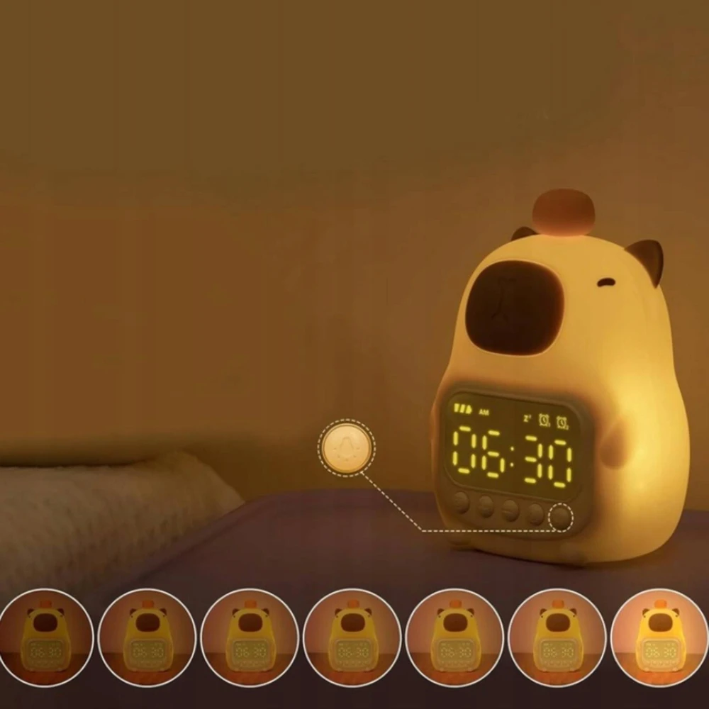 Bez Marki Laikrodis Žadintuvas Kapibara Lampka Nocna Timer Biurkowy Drzemka LED USB