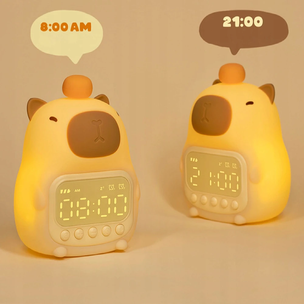Bez Marki Laikrodis Žadintuvas Kapibara Lampka Nocna Timer Biurkowy Drzemka LED USB