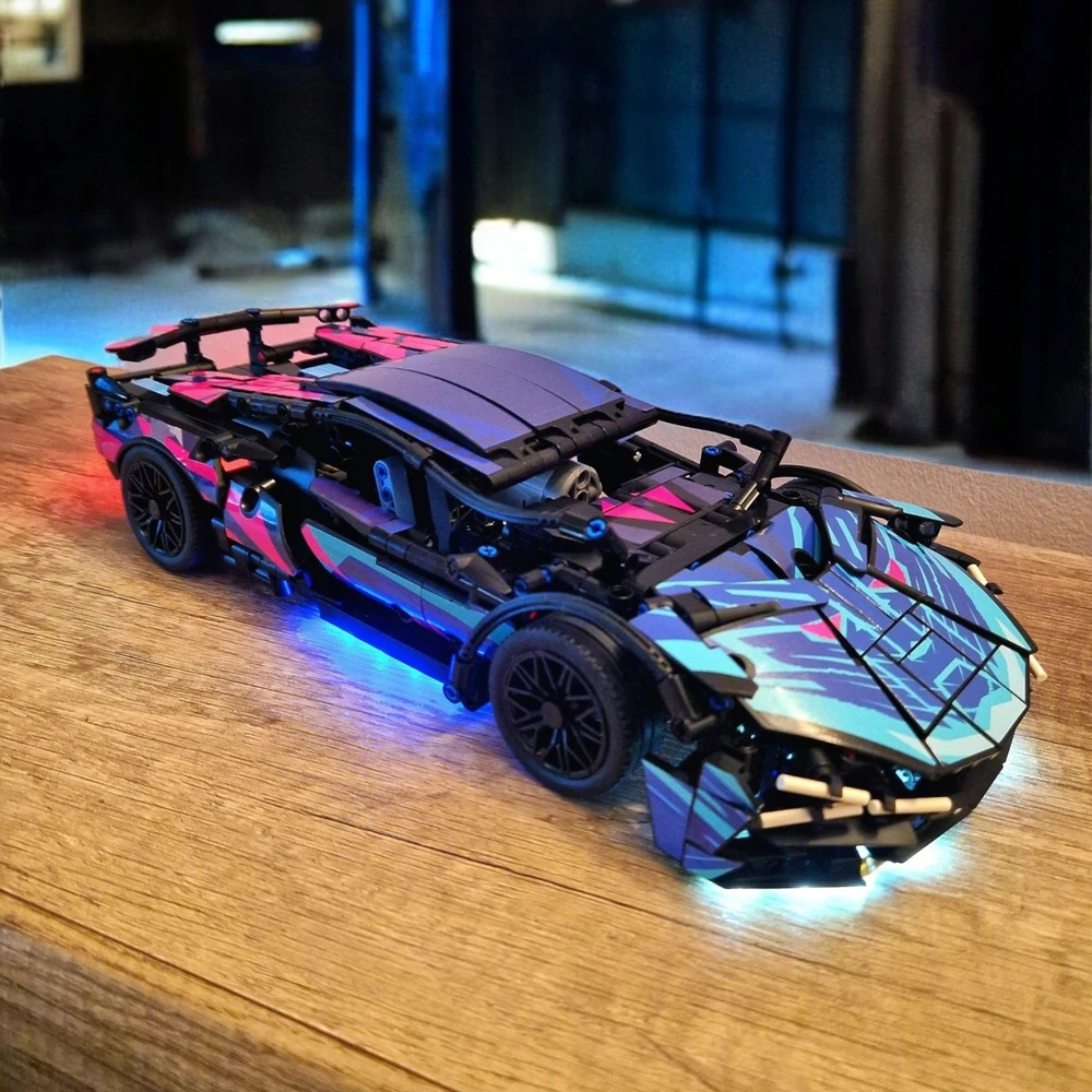 Bez Marki LAMBORGHINI KONSTRUKCINIAI BLOKAI TECHNINIAI VALDOMA AUTOMOBILIŲ LED vitrina