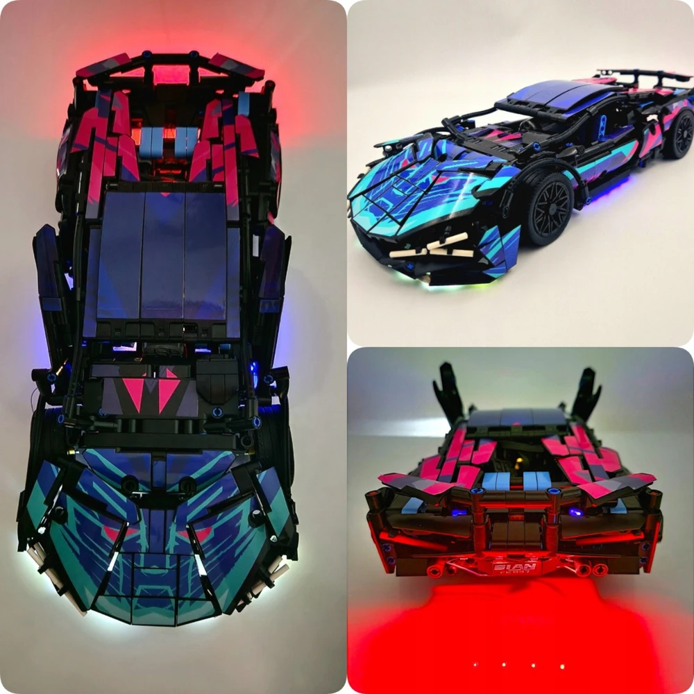 Bez Marki LAMBORGHINI KONSTRUKCINIAI BLOKAI TECHNINIAI VALDOMA AUTOMOBILIŲ LED vitrina