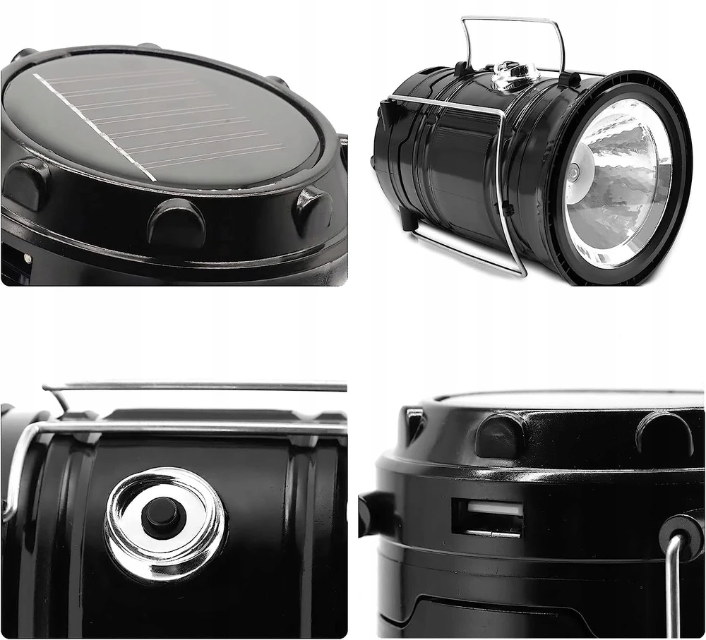 Bez Marki LAMPA LAMPKA TURYSTYCZNA akumuliatorius KEMPINGOWA SOLAR LED SKŁADANA POWERBANK