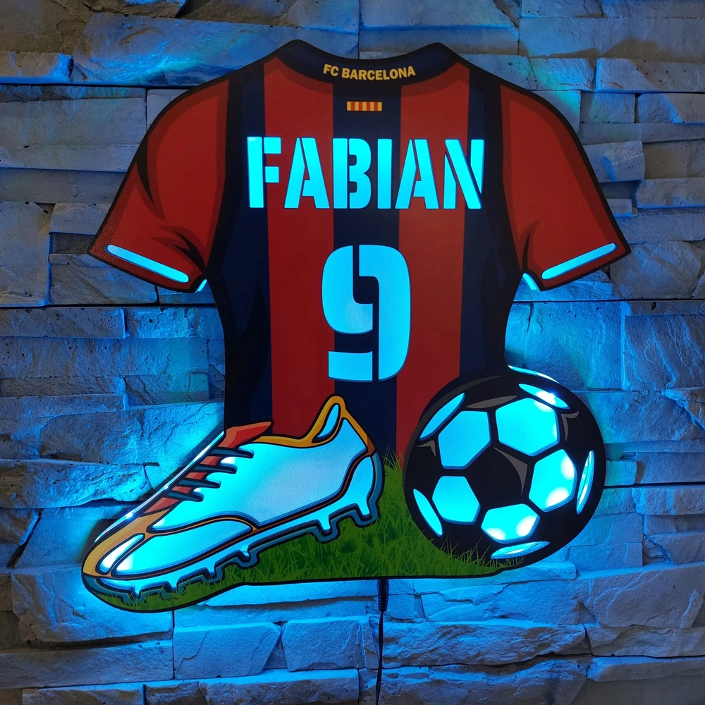 Bez Marki Lampa LED KOSZULKA FC BARCELONA Personalizowana na prezent IMIĘ pilot