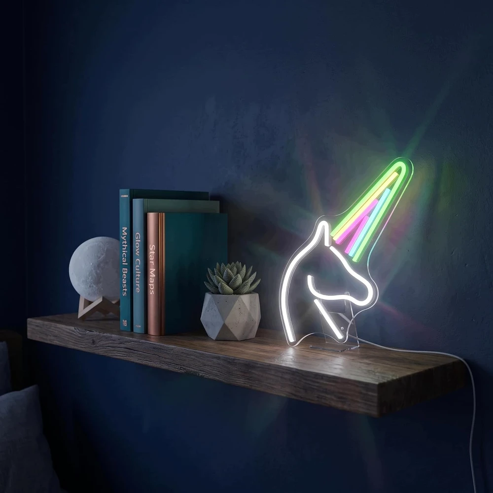 Bez Marki Lampa LED Neon Light Konik Vienaragis Znak LED Vienaragis kolorowy YDH