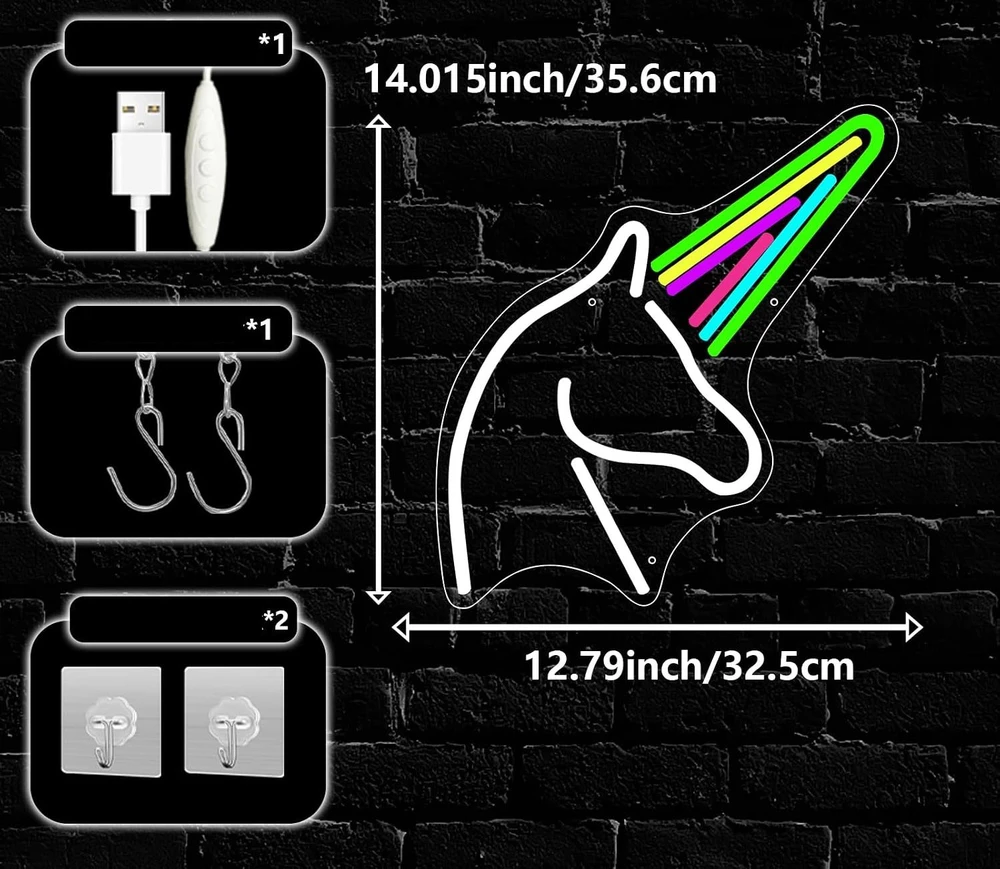 Bez Marki Lampa LED Neon Light Konik Vienaragis Znak LED Vienaragis kolorowy YDH