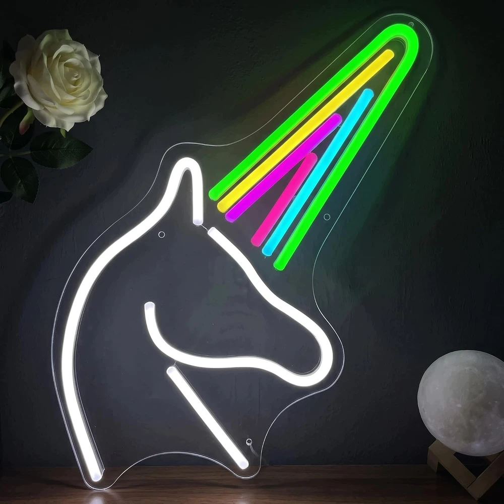 Bez Marki Lampa LED Neon Light Konik Vienaragis Znak LED Vienaragis kolorowy YDH