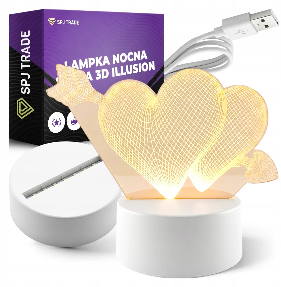 Bez Marki LAMPA LED NOCNA SERCA PODŚWIETLANE 3D LAMPKA OZDOBNA LOVE DO SYPIALNI USB