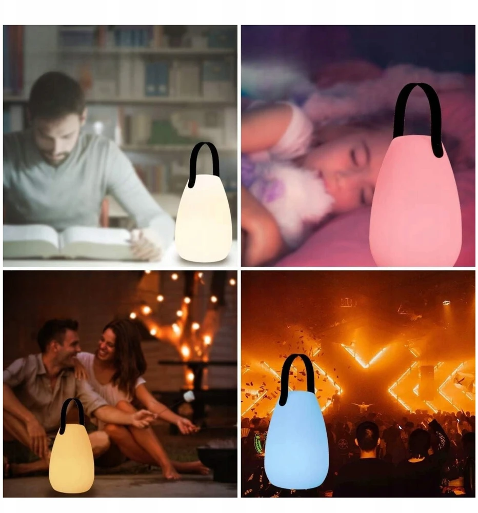 Bez Marki Lampa LED RGB Wielokolorowa Przenośna Lampka su Uchwytem na Taras do Ogrodu