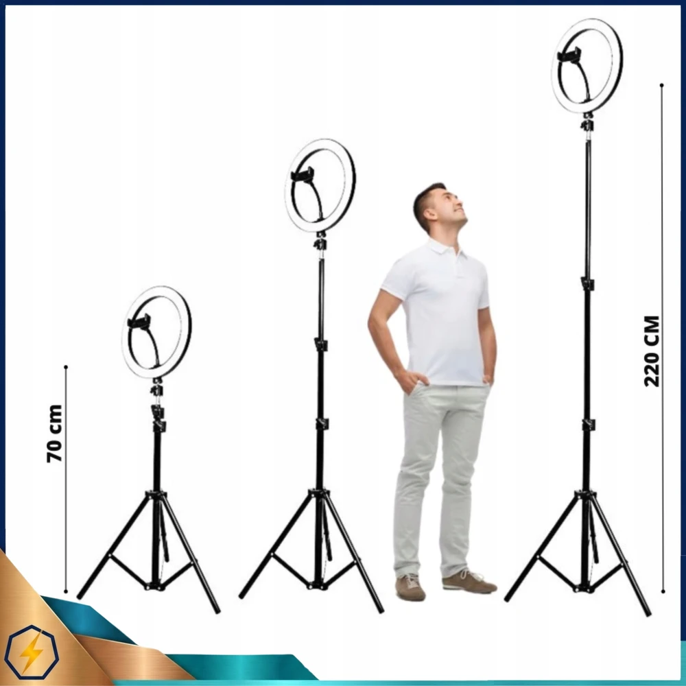 Bez Marki LAMPA PIERŚCIENIOWA NAGRYWANIA FILMIKÓW ZDJĘĆ RGB KOLOROWA LED STOVAS 220CM