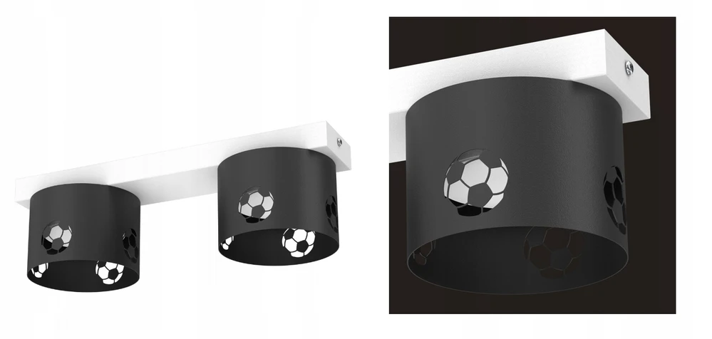 Bez Marki LAMPA PLAFON DLA CHŁOPCA PIŁKA NOŻNA BALL METALOWY KLOSZ 2 X GX53
