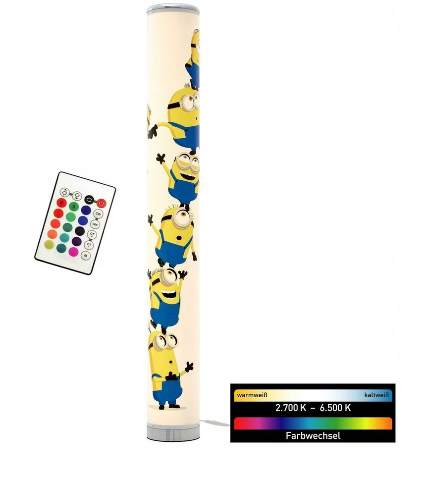 Bez Marki Lampa Podłogowa LED Minionki 103cm RGB 8 Kolorów Pilot Ściemniana