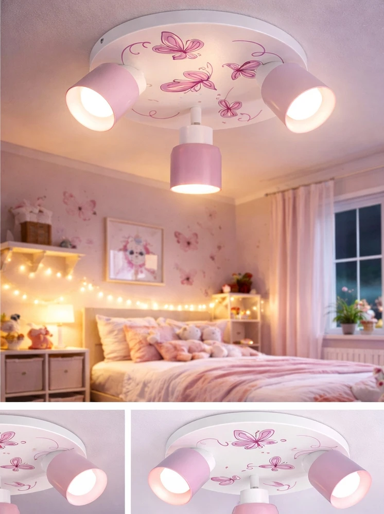 Bez Marki LAMPA SUFITOWA DZIECIĘCA LUMI DREAMS PLAFON 30cm E27 MOTYLE POKÓJ DZIECKA