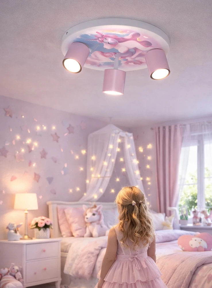 Bez Marki LAMPA SUFITOWA DZIECIĘCA LUMI DREAMS PLAFON 30cm UNICORN POKÓJ DZIECKA LED
