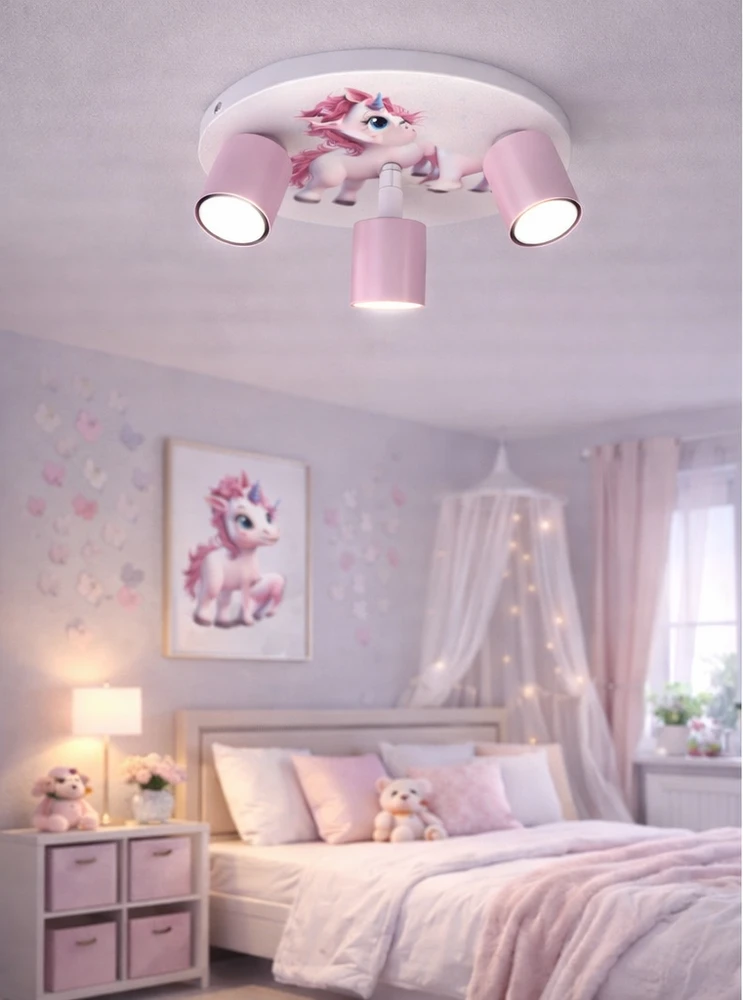 Bez Marki LAMPA SUFITOWA DZIECIĘCA LUMI DREAMS PLAFON 30cm UNICORN POKÓJ DZIECKA LED