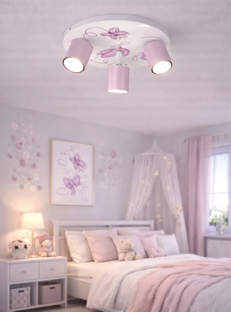 Bez Marki LAMPA SUFITOWA DZIECIĘCA LUMI DREAMS PLAFON 30cm GU10 MOTYLE POKÓJ DZIECKA