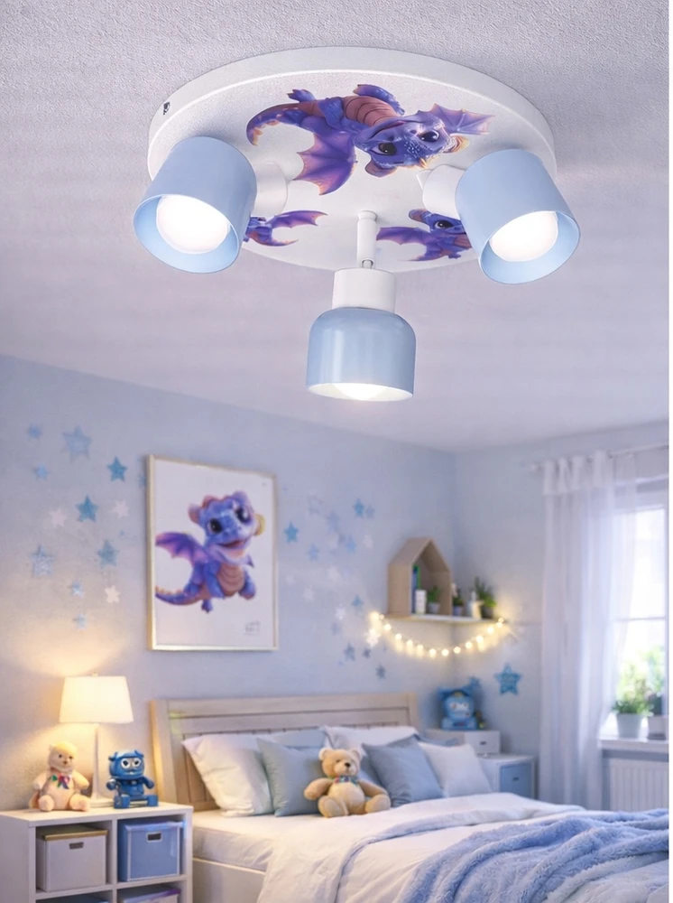 Bez Marki LAMPA SUFITOWA DZIECIĘCA LUMI DREAMS PLAFON 30cm E27 DRAGON POKÓJ DZIECKA