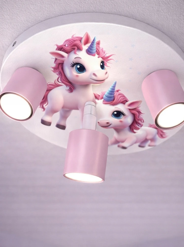 Bez Marki LAMPA SUFITOWA DZIECIĘCA LUMI DREAMS PLAFON 30cm UNICORN POKÓJ DZIECKA LED