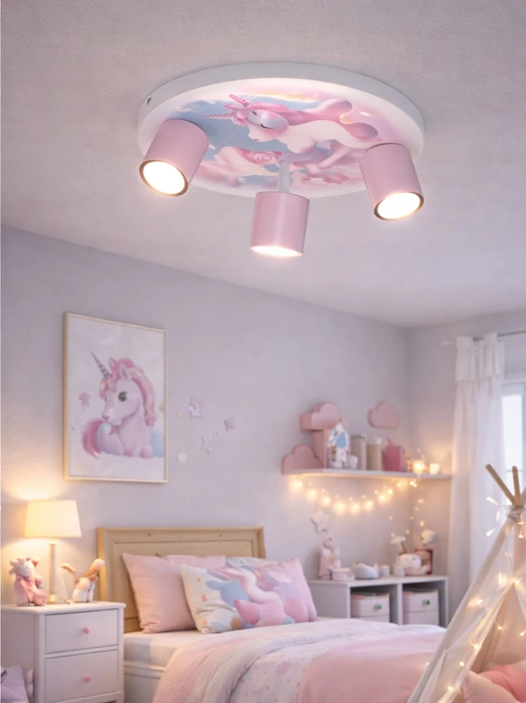 Bez Marki LAMPA SUFITOWA DZIECIĘCA LUMI DREAMS PLAFON 30cm UNICORN POKÓJ DZIECKA LED