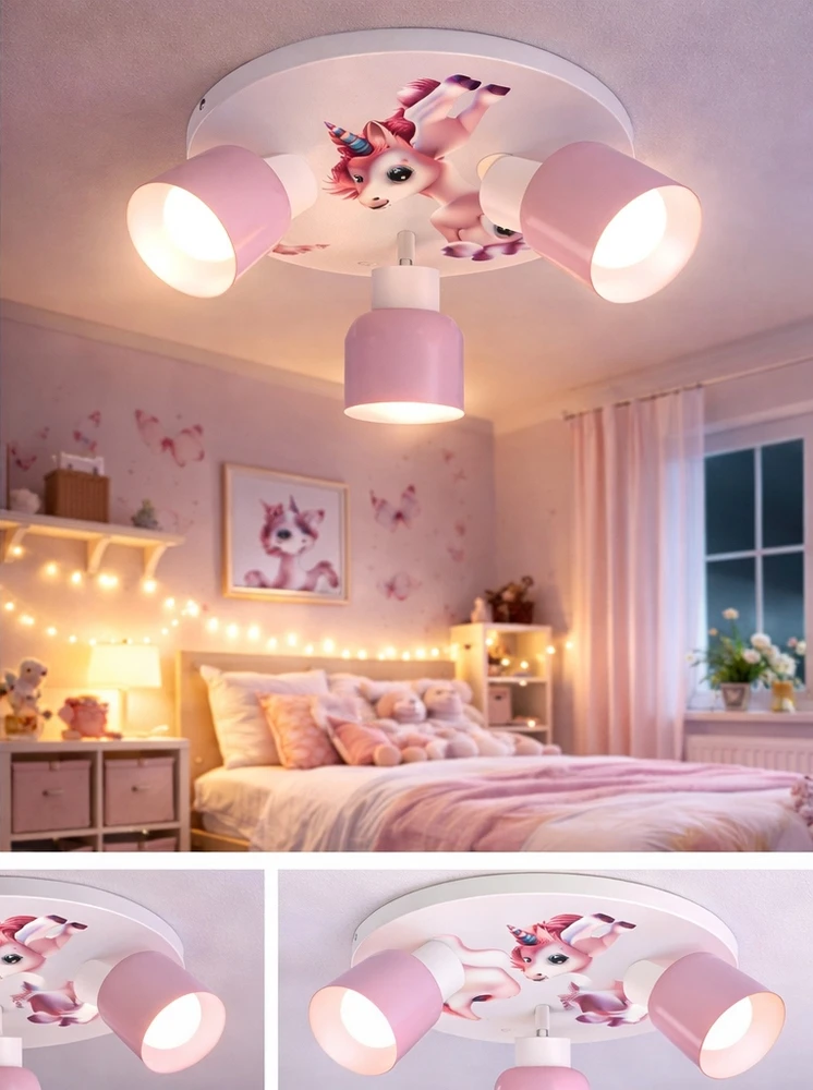 Bez Marki LAMPA SUFITOWA DZIECIĘCA LUMI DREAMS PLAFON 30cm UNICORN POKÓJ DZIECKA LED