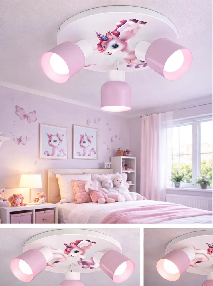 Bez Marki LAMPA SUFITOWA DZIECIĘCA LUMI DREAMS PLAFON 30cm UNICORN POKÓJ DZIECKA LED