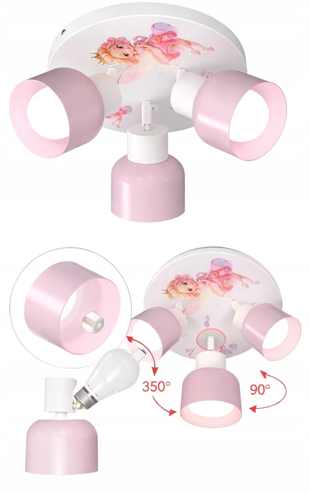 Bez Marki LAMPA SUFITOWA DZIECIĘCA LUMI DREAMS PLAFON 30cm WRÓŻKA POKÓJ DZIECKA LED