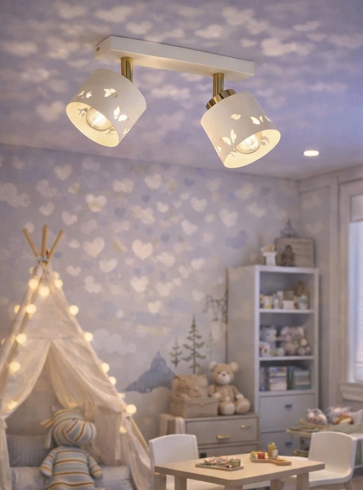 Bez Marki LAMPA SUFITOWA DZIECIĘCA PODWÓJNA STELLA KIDS BEŻOWA MOTYLKI POKÓJ DZIECKA