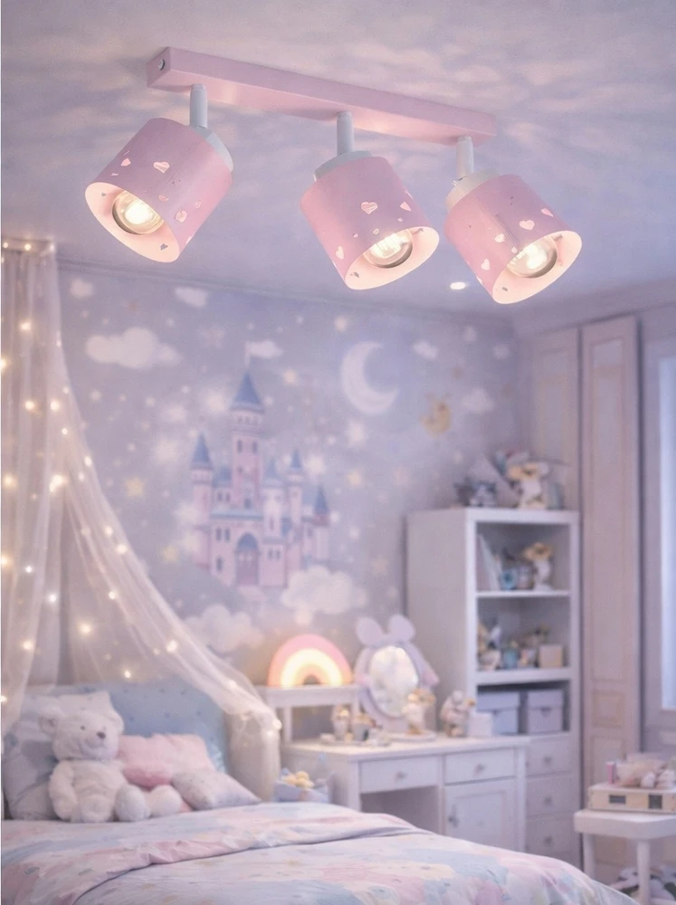 Bez Marki LAMPA SUFITOWA DZIECIĘCA POTRÓJNA STELLA KIDS RÓŻOWA SERCA POKÓJ DZIECKA