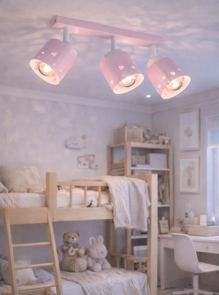 Bez Marki LAMPA SUFITOWA DZIECIĘCA POTRÓJNA STELLA KIDS RÓŻOWA SERCA POKÓJ DZIECKA